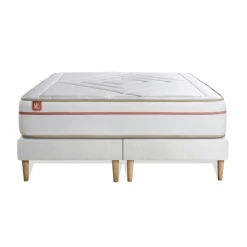 Ensemble LE PAISIBLE Memoire de forme BioVisco double sommiers Blanc