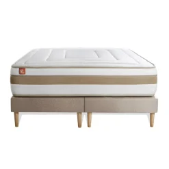 Ensemble LE RAFFINÉ Ressorts ensaches Memoire de forme BioVisco Maxi epaisseur double sommiers Beige