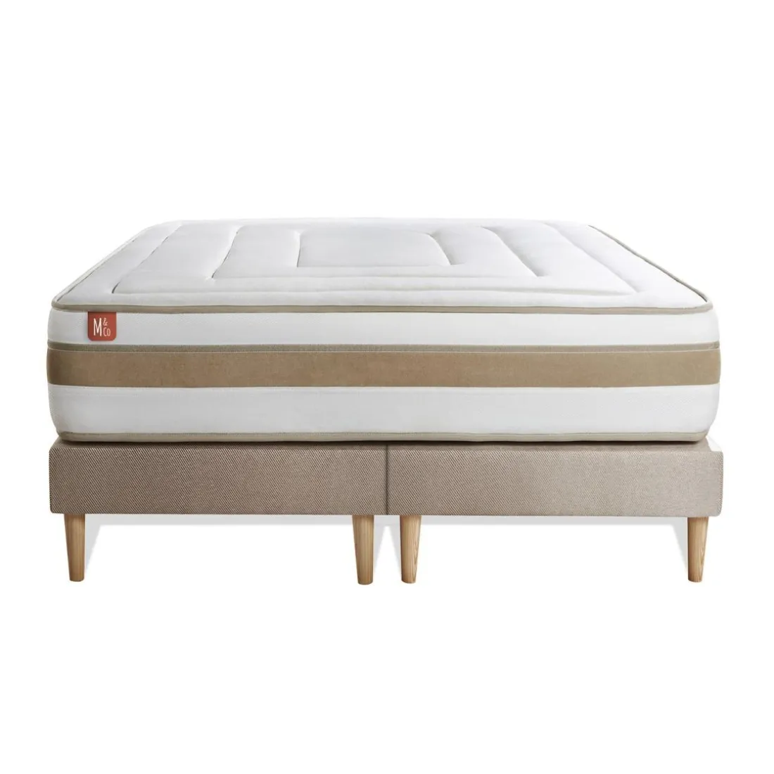 Ensemble LE RAFFINÉ Ressorts ensaches Memoire de forme BioVisco Maxi epaisseur double sommiers Beige