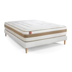 Ensemble LE RAFFINÉ Ressorts ensaches Memoire de forme BioVisco Maxi epaisseur sommier kit Blanc