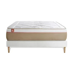 Ensemble LE SOYEUX Ressorts ensaches Memoire de forme BioVisco sommier Blanc