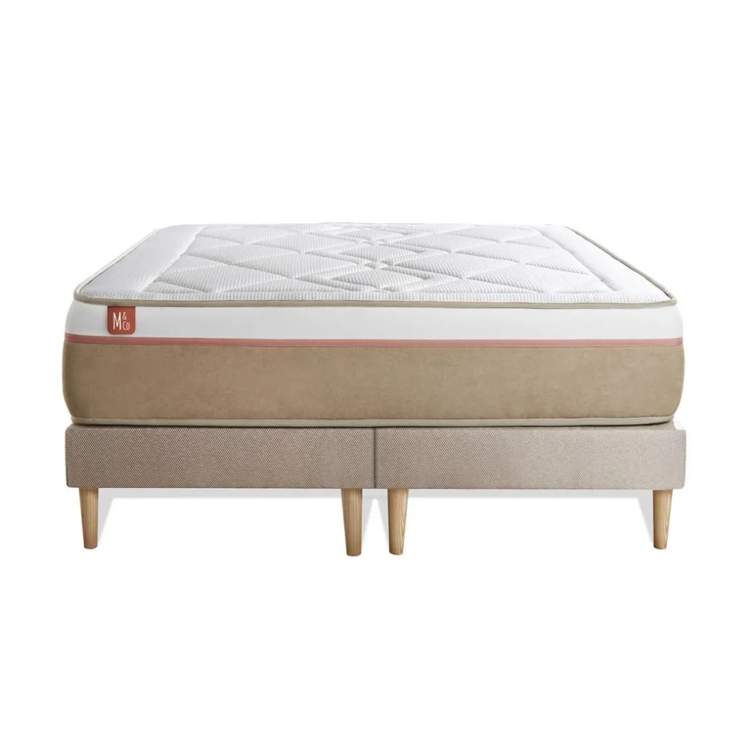 Ensemble LE SOYEUX Ressorts ensaches Memoire de forme BioVisco double sommiers Beige