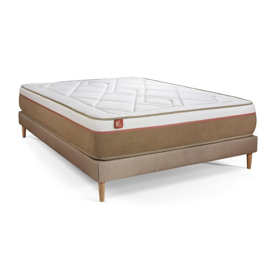 Ensemble LE SOYEUX Ressorts ensaches Memoire de forme BioVisco sommier kit Beige