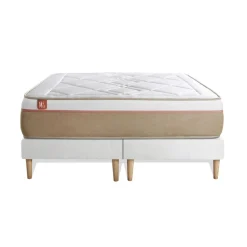 Ensemble LE SOYEUX Ressorts ensaches Memoire de forme BioVisco double sommiers Blanc