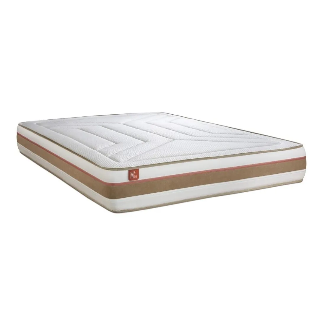 Ensemble LE TENDRE Ressorts ensaches Memoire de forme 7 zones de confort double sommiers Beige