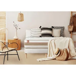 Ensemble LE TENDRE Ressorts ensaches Memoire de forme 7 zones de confort double sommiers Blanc