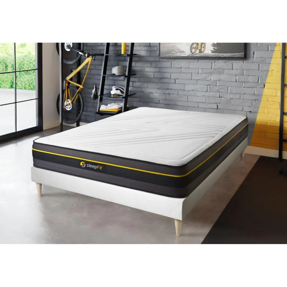 Ensemble matelas ACTIVE sommier kit blanc