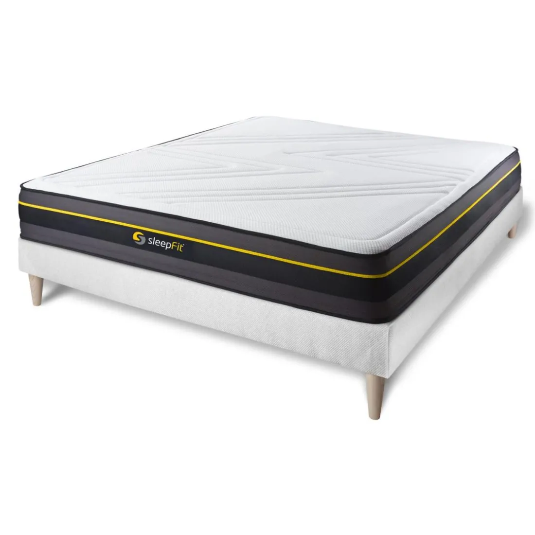 Ensemble matelas ACTIVE sommier kit blanc