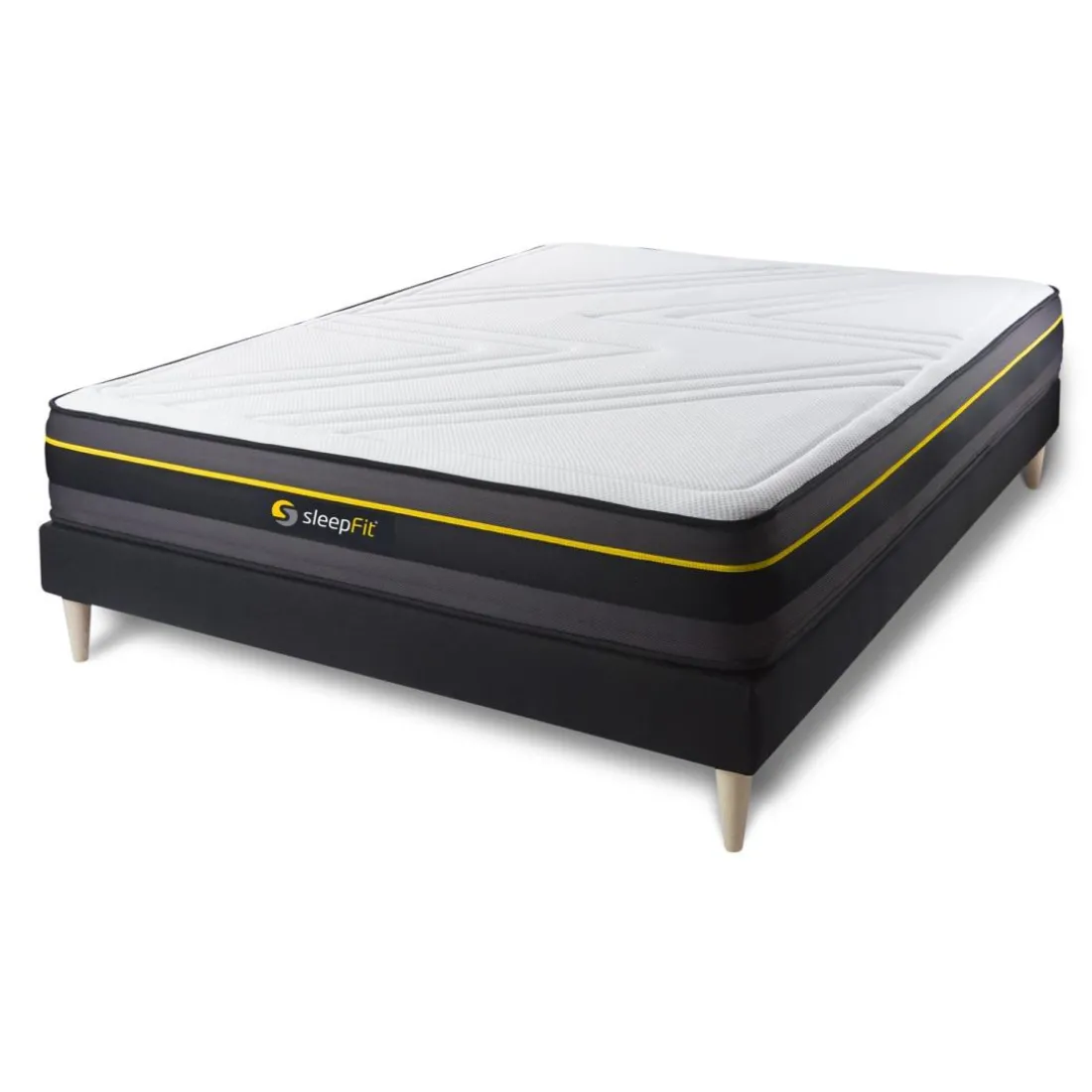 Ensemble matelas ACTIVE sommier kit noir