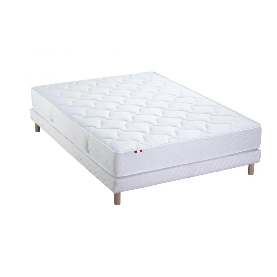 Ensemble Matelas Ressorts 5 Zones STAR et Sommier Blanc