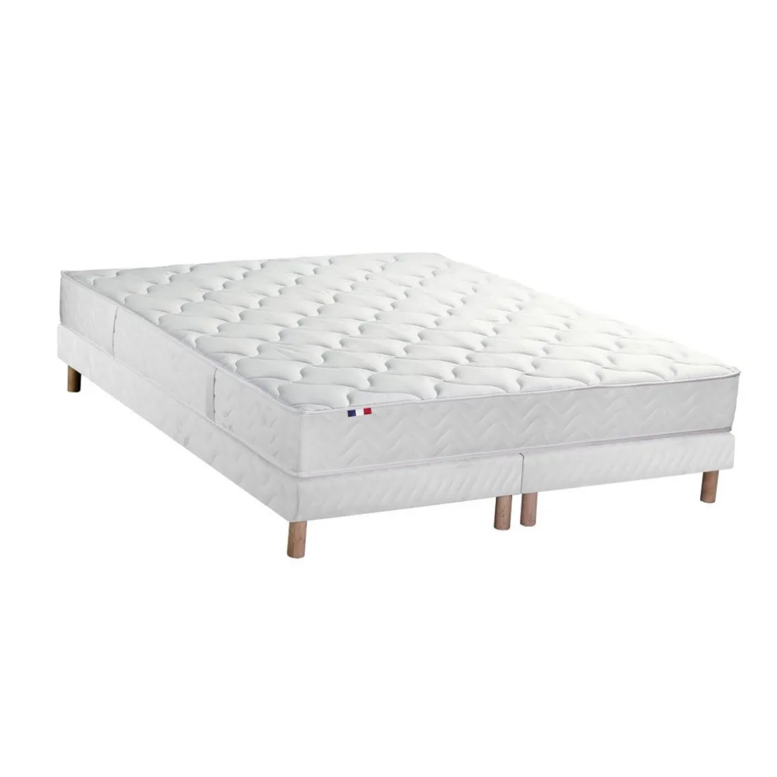 Ensemble Matelas Ressorts 5 Zones STAR et Sommier Blanc