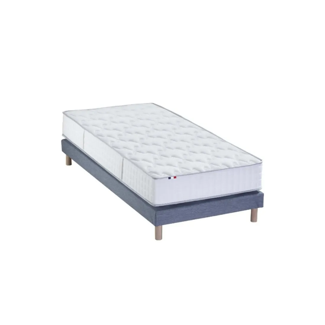 Ensemble Matelas Ressorts 7 zones COSMA + Sommier - Made in France - Sommier Bleu denim