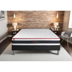 Ensemble sommier et matelas ressorts ensaches et memoire de forme