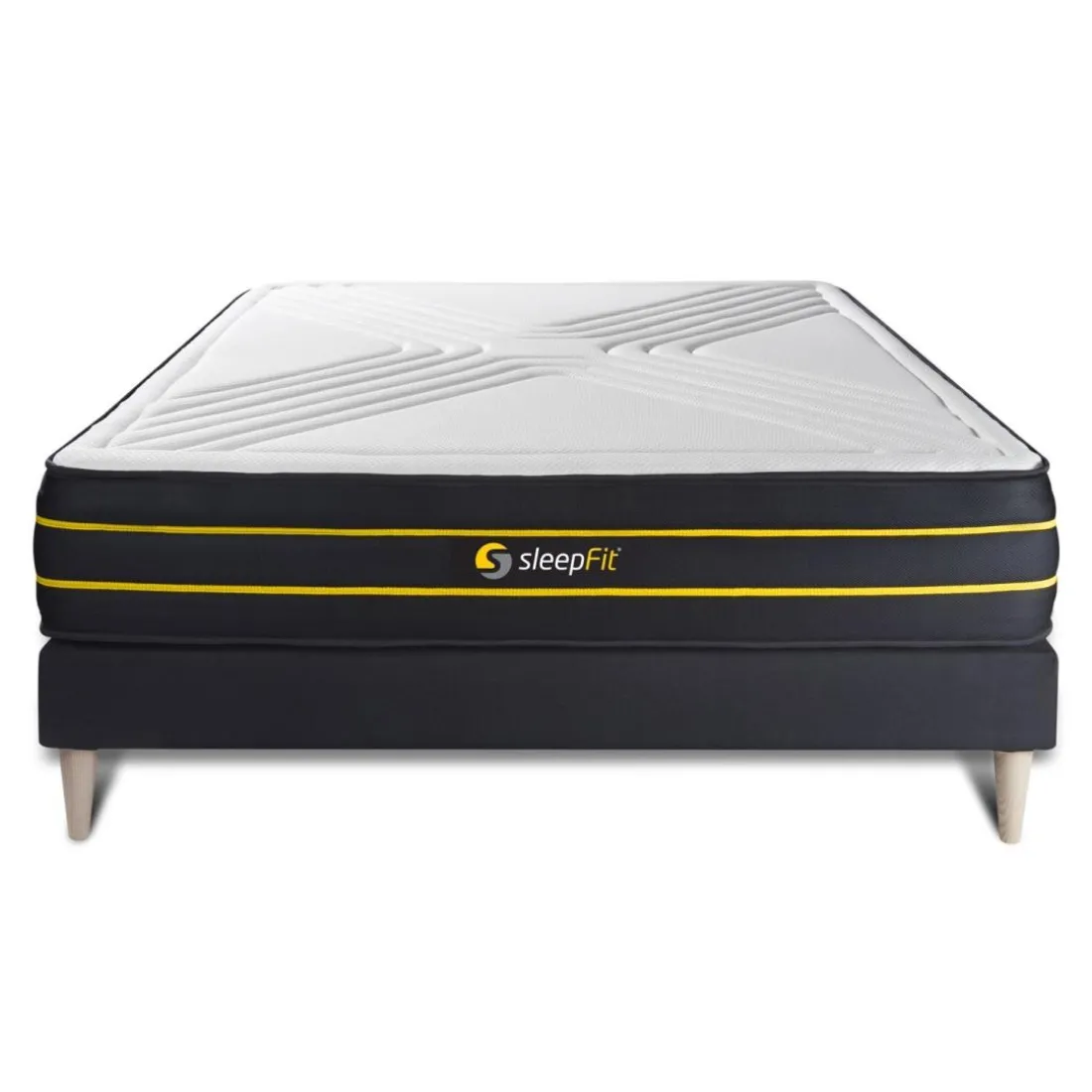 Ensemble sommier matelas micro ressorts ensaches et memoire de forme