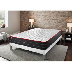 Ensemble sommier matelas BOOST ressorts ensaches et memoire de forme