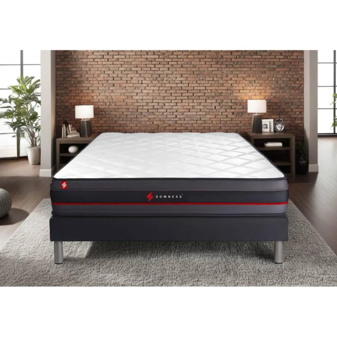 Ensemble sommier matelas REGEN a memoire de forme Blanc