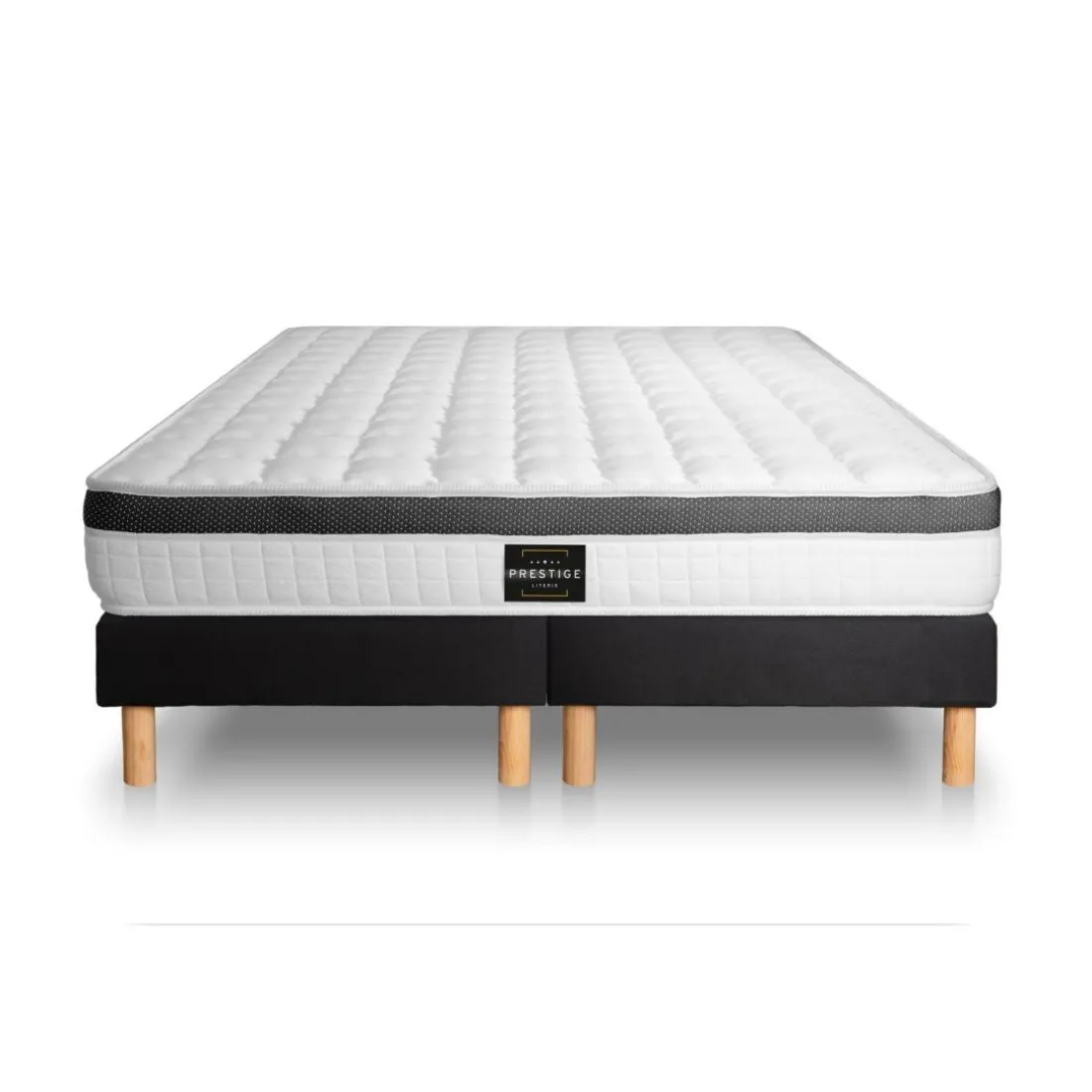 Ensemble Superieur Memoire de forme 3 zones double sommier noir