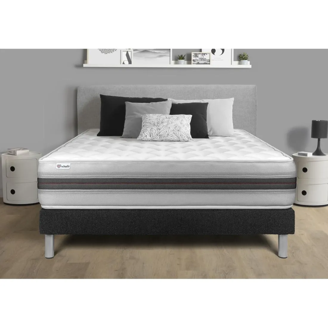 Ensemble VITALMEMO BACK sommier kit Noir