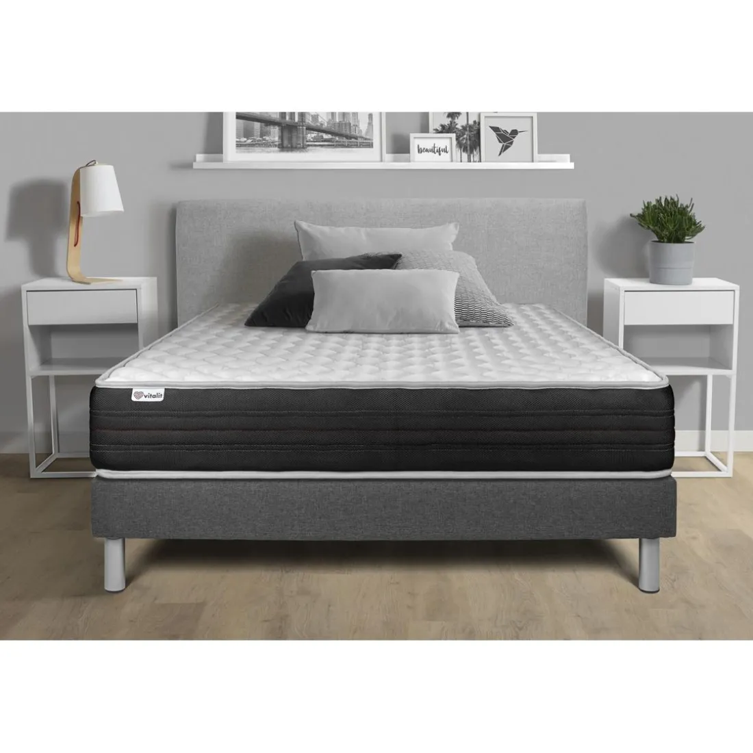 Ensemble VITALMEMO ONE sommier Kit gris