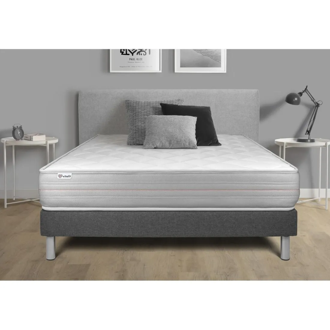 Ensemble VITALMEMO sommier kit gris