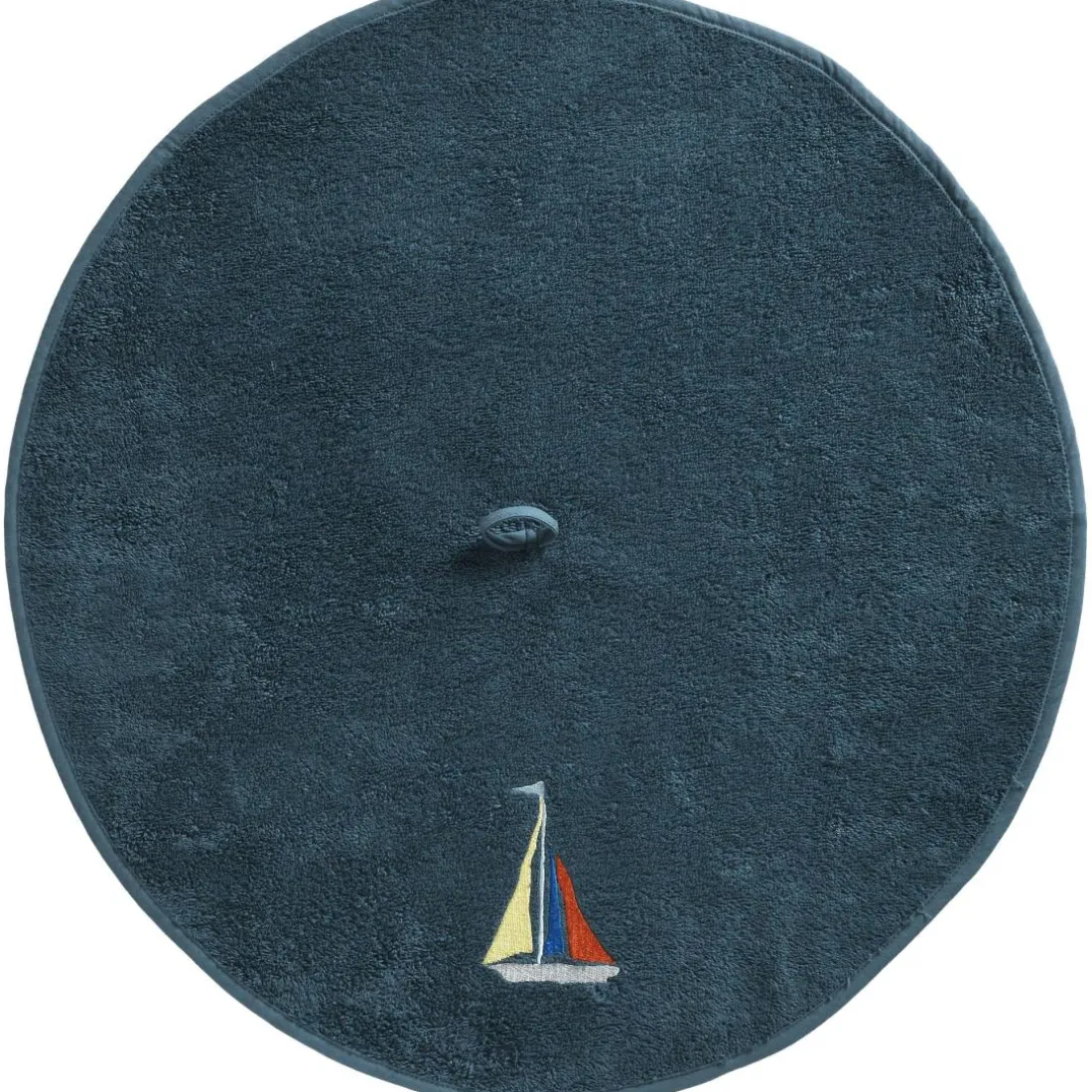 Essuie-mains rond brodé bateau SAILOR bleu marine