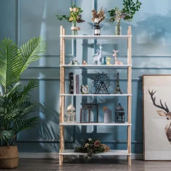 Etagere Bibliotheque Scandinave Moderne de 5 Niveaux Bois AUCKLAND-BLANC