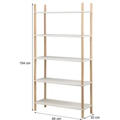 Etagere Bibliotheque Scandinave Moderne de 5 Niveaux Bois AUCKLAND-BLANC