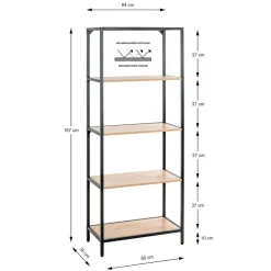 Etagère 5 niveaux plateaux décor chène