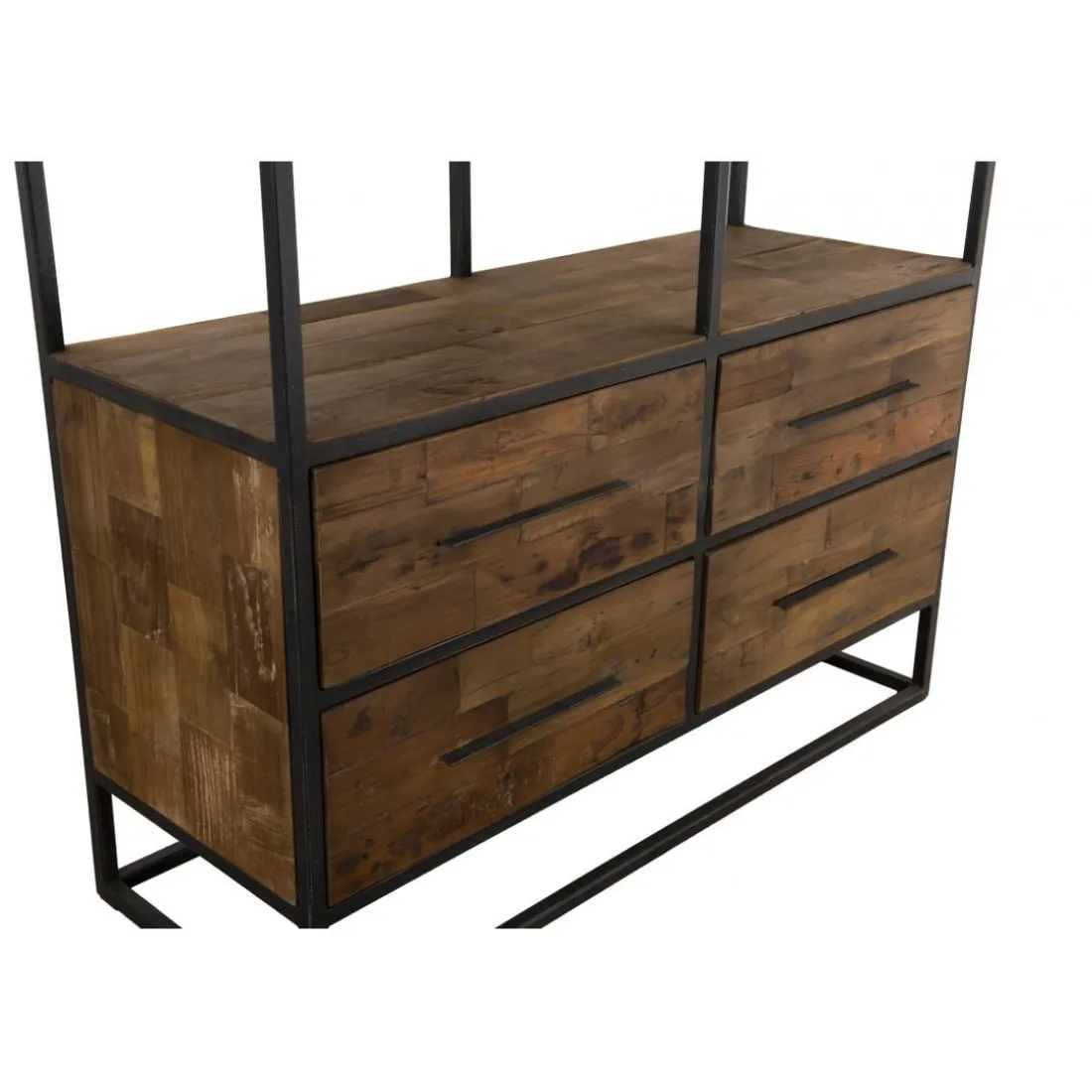 Etagère 4 Niveaux SIXTINE 4 Tiroirs Bois Teck Recyclé Et Métal