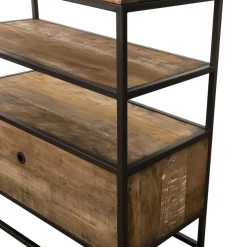 Etagère 1 Tiroir ALIDA Bois Teck Recyclé Acacia Mahogany Et Métal