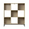 Etagère de rangement 9 cases en bois avec pieds métal
