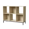 Etagère de rangement 6 cases en bois avec pieds métal