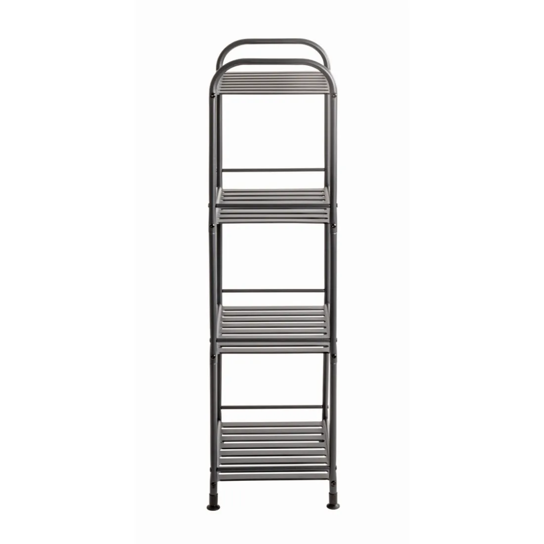 Etagère en tube d'acier peint époxy anthracite, 4 étagères en métal peint époxy anthracite