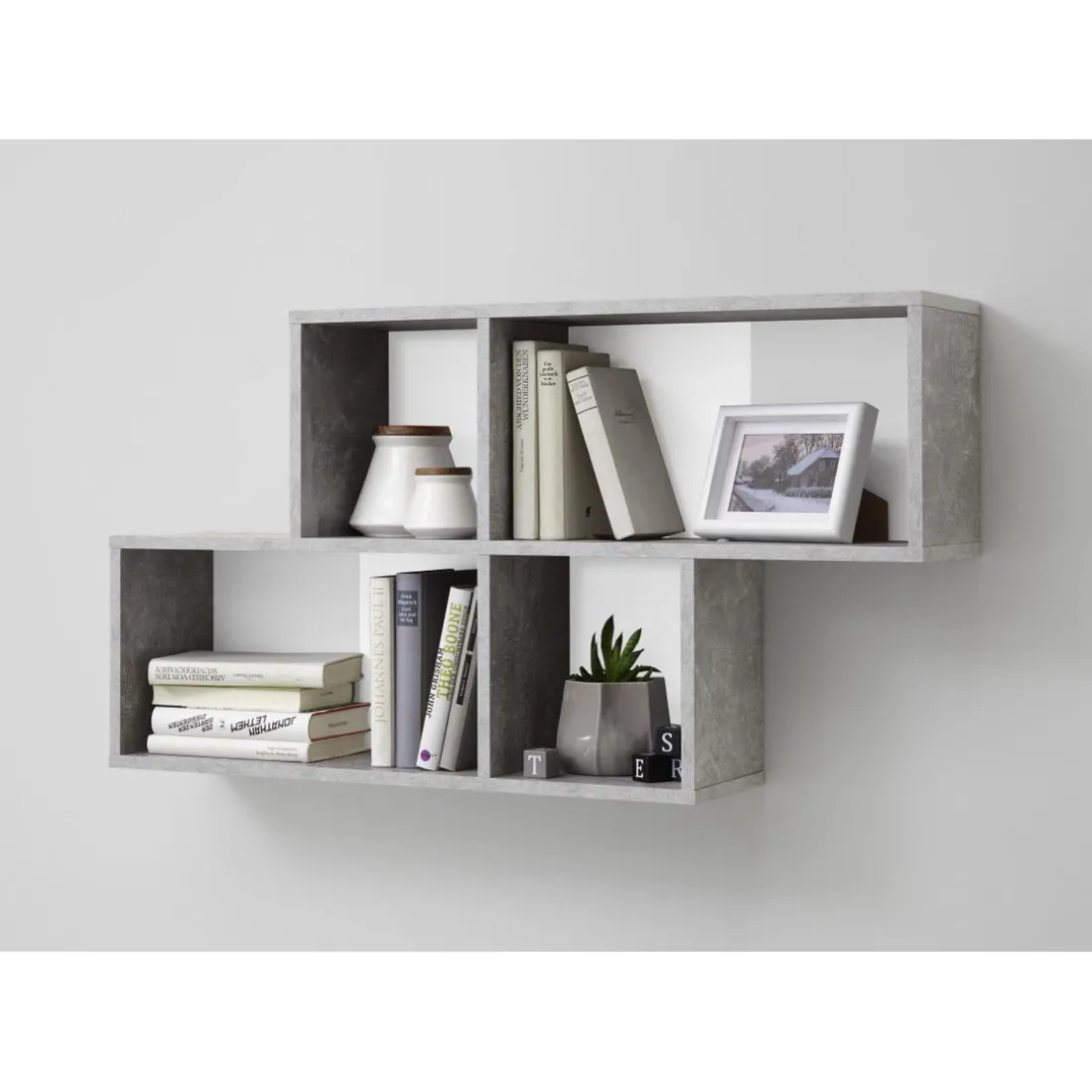 Etagère Murale Gris Béton Blanc LAVAN