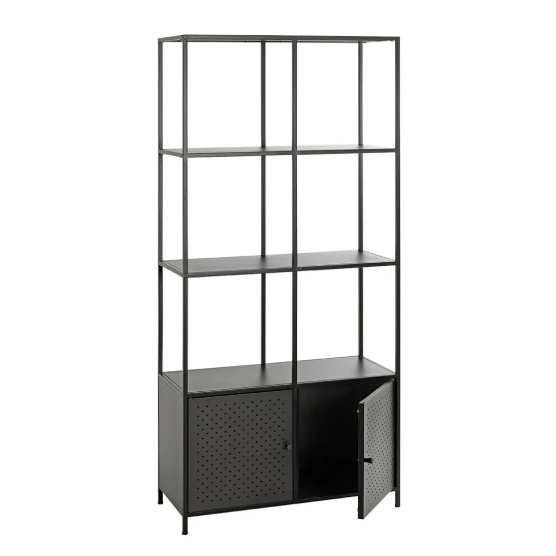 Etagère noire 8 cases et 2 portes en métal