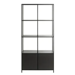 Etagère noire 8 cases et 2 portes en métal