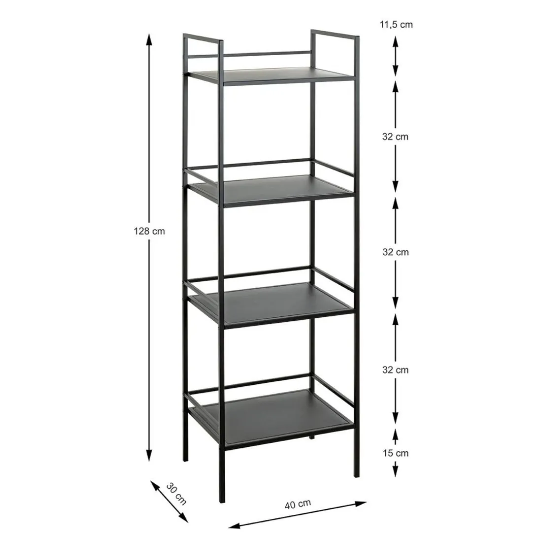 Etagère quatre niveaux en métal noir