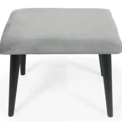 Fauteuil avec pouf en Velours Argent SHEEP