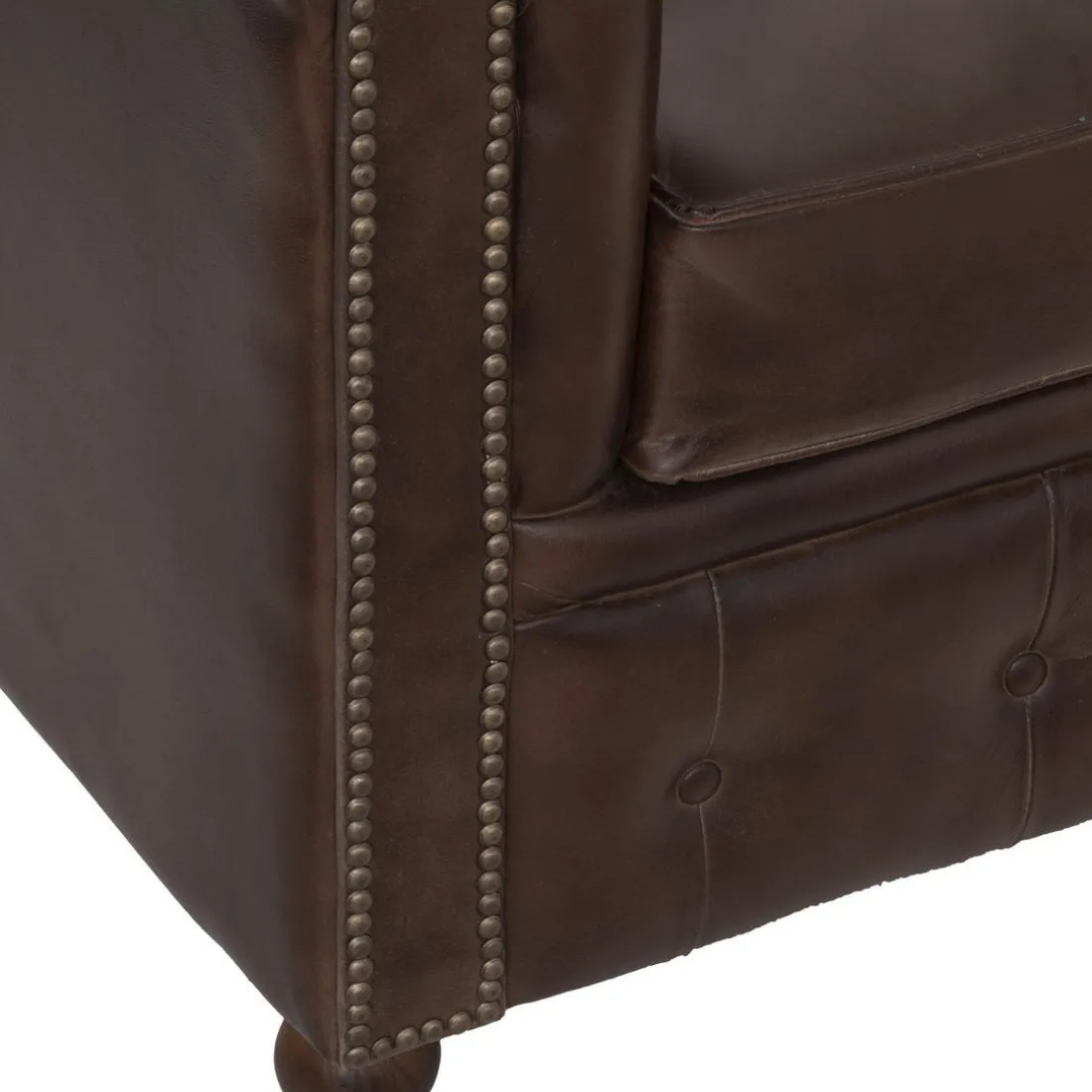 Fauteuil Chester marron en cuir