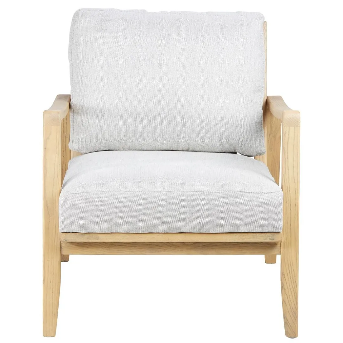 Fauteuil chevron beige pieds frêne naturel