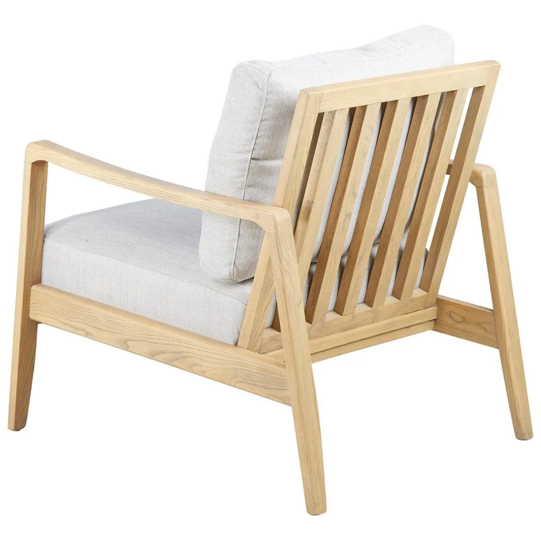 Fauteuil chevron beige pieds frêne naturel