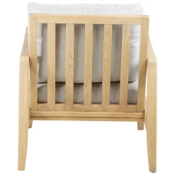 Fauteuil chevron beige pieds frêne naturel