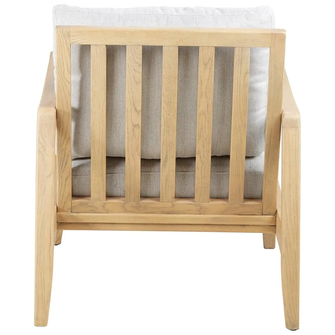 Fauteuil chevron beige pieds frêne naturel
