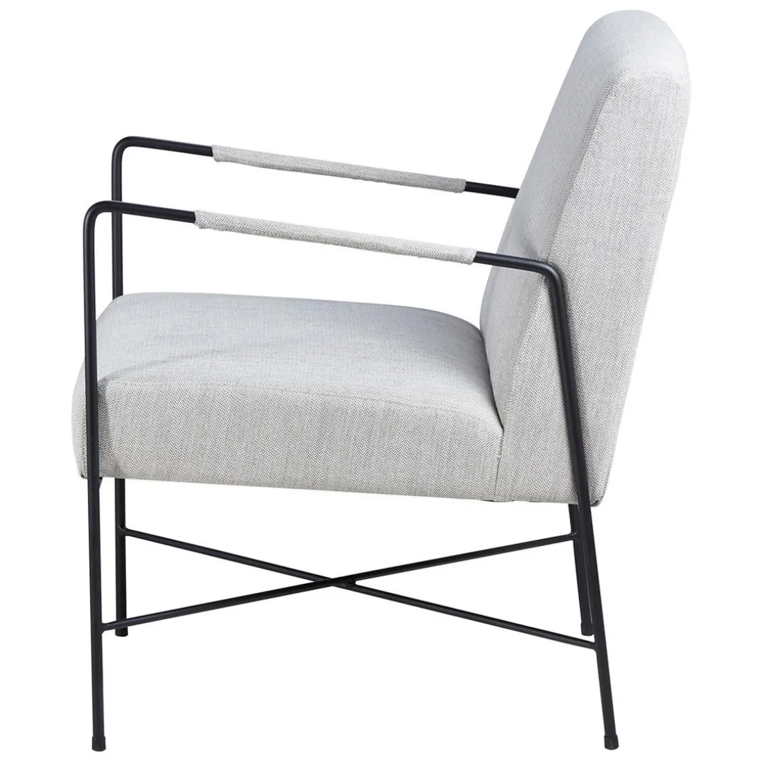 Fauteuil chevron gris pieds métal