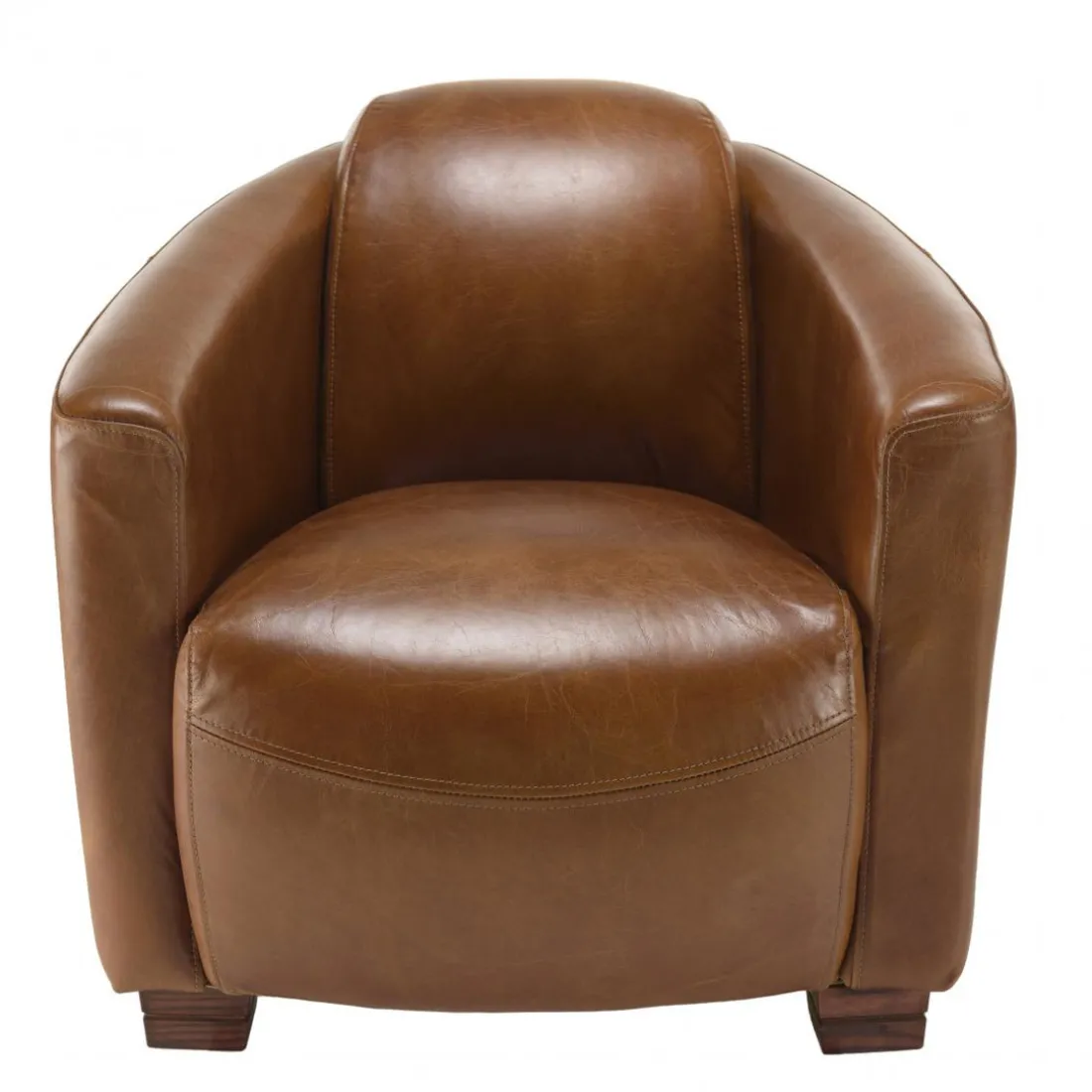 Fauteuil chicago vintage cuir pieds bois GASTON