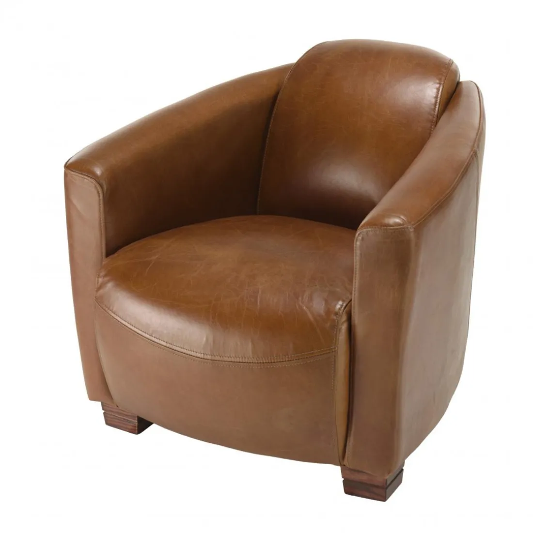Fauteuil chicago vintage cuir pieds bois GASTON