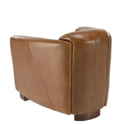 Fauteuil chicago vintage cuir pieds bois GASTON
