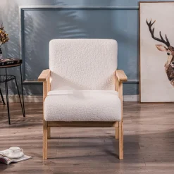 Fauteuil de salon avec structure bois blanc