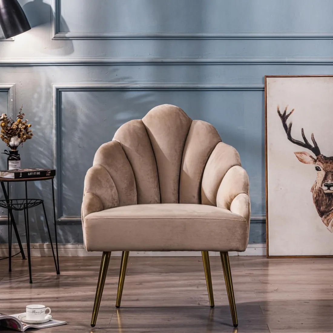 Fauteuil de Salon Design Pieds Métal BOLGE-BEIGE