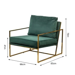 Fauteuil de Salon Design Vert Pieds Metal